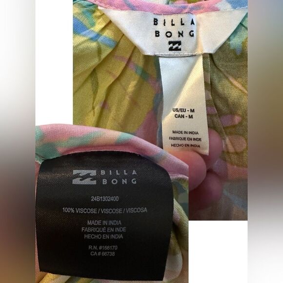 Billabong Women’s Sunny Daze Mini Dress Pink/Peach Floral Dress Size M - Picture 10 of 12